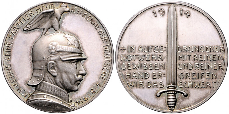 Die Mittelmächte - Allgemein Silbermedaille 1914 (v. Galambos/Grünthal) auf die ...