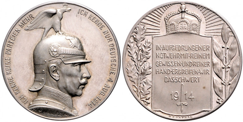 Die Mittelmächte - Allgemein Silbermedaille 1914 (v. Galambos/Grünthal) auf die ...