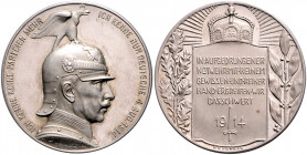 Die Mittelmächte - Allgemein Silbermedaille 1914 (v. Galambos/Grünthal) auf die Reichstagsrede von Kaiser Wilhelm II.(mit Adlerhelm), i.Rd: 990 SILBER...