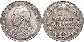 Die Mittelmächte - Allgemein Versilb. Bronzemedaille 1914 (v. M. & W.) auf die Schlacht bei Mülhausen am 10. August Zetzm. -. Kaiser (M+W) - Rs. vgl. ...