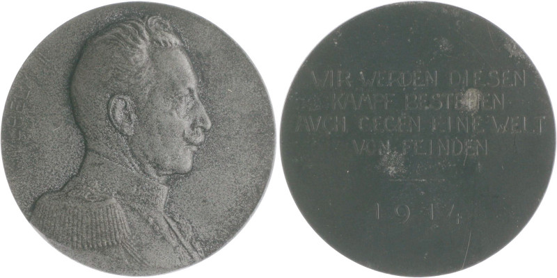 Die Mittelmächte - Allgemein Zinkmedaille 1914 geschwärzt (v. Marschall) Wilhelm...