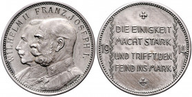 Die Mittelmächte - Allgemein Silbermedaille 1914 mattiert (v. M.&W.) auf den Zweibund, i.Rd: 950 SILBER Zetzm. 3009. Kaiser (M+W) 26a. 
33,5mm 14,9g ...