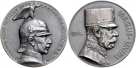 Die Mittelmächte - Allgemein Silbermedaille 1914 geschwärzt (v. Galambos/Ball) auf den Zweibund, i.Rd: SILBER 990 Zetzm. 3010. 
34,0mm 17,9g vz+/st