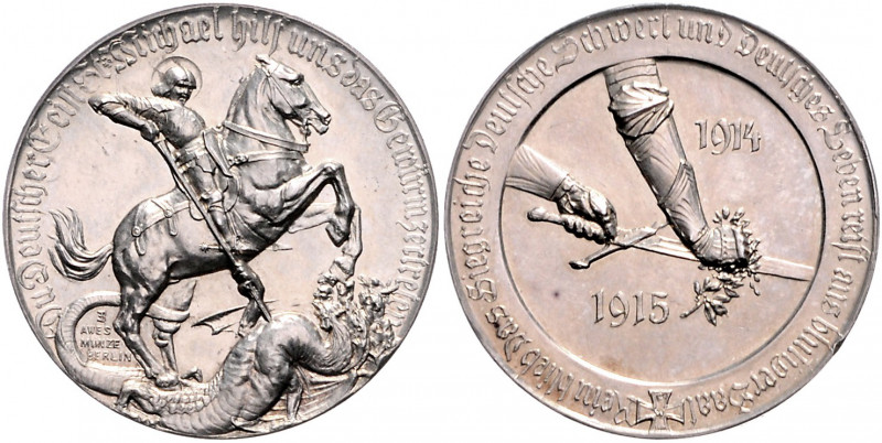 Die Mittelmächte - Allgemein Silbermedaille o.J. (v. E. Behr/AWES-Münze) St. Mic...