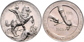 Die Mittelmächte - Allgemein Silbermedaille o.J. (v. E. Behr/AWES-Münze) St. Michael ersticht als Schutzpatron der Deutschen den am Boden liegenden Dr...