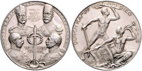 Die Mittelmächte - Allgemein Silbermedaille 1916 (v. F. König) auf die Waffenbrüderschaft, i.Rd: SILBER 990 Zetzm. 3053. 
33,3mm 18,5g f.st