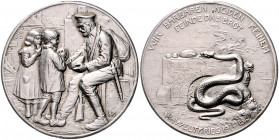 Die Mittelmächte - Allgemein Silbermedaille 1916 (v. B.H. Mayer) 'Wir Barbaren neiden keinem Feinde das Brot', mit Punze 990 Zetzm. 5022. 
kl.Rf., 34...