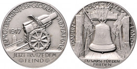 Die Mittelmächte - Allgemein Silbermedaille 1917 mattiert (v. König/Lauer) Zum Gedächtnis der Glockenabnahme, i.Rd: SILBER 990 Zetzm. 5045. 
33,4mm 1...