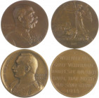 Die Mittelmächte - Allgemein Lot o.J. von 2 Stücken auf den Kriegsbeginn: Bronzemedaille 1914 (v. M.&W.) Wilhelm II., Kaiser (M+W) 128. (50,5mm 53,5g)...