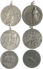 Die Mittelmächte - Allgemein Lot o.J. von 3 Stücken: Zinnmedaille 1914 (v. H. Frei) auf General Wille und Generalstabschefs Sprecher von Bernegg (Hofe...