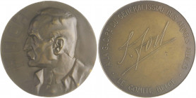 Die Entente - Personen - Foch, Ferdinand Bronzemedaille o.J. (v. O. Nemon) auf den Ruhm des Generalissimus der alliierten Armeen 
Kr., 70,3mm 143,4g ...