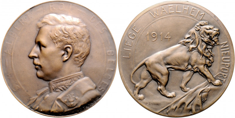 Die Entente - Allgemein - Belgien Bronzemedaille 1914 (v. Theunis) auf den Wider...