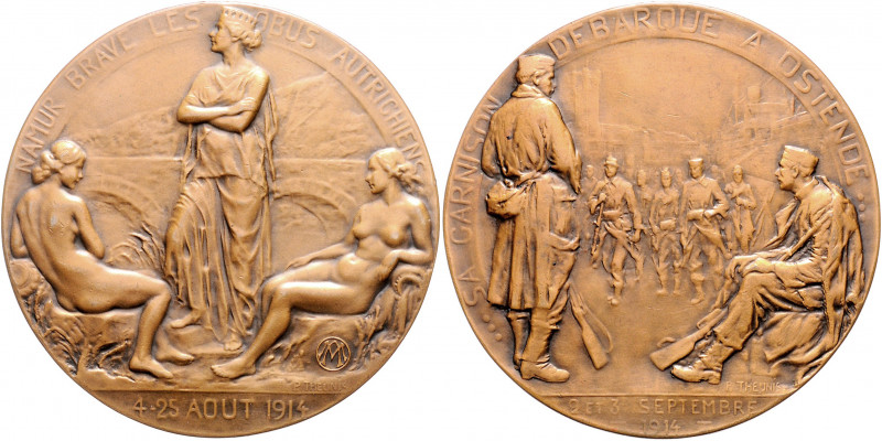 Die Entente - Allgemein - Belgien Bronzemedaille 1914 (v. Theunis) auf die Verte...