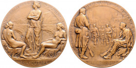 Die Entente - Allgemein - Belgien Bronzemedaille 1914 (v. Theunis) auf die Verteidigung von Namur und die Verlegung der Garnison nach Ostende 
70,0mm...