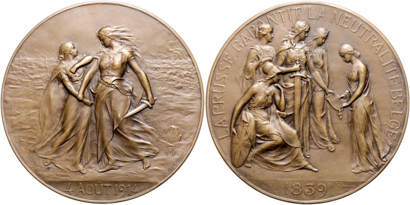 Die Entente - Allgemein - Belgien Bronzemedaille 1914 (v. Mauquoy, 1920) auf den...