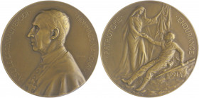 Die Entente - Allgemein - Belgien Bronzemedaille 1914 (v. Jourdain) auf Kardinal Mercier, Führer der belgischen Widerstandsbewegung 
65,0mm 89,0g f.s...