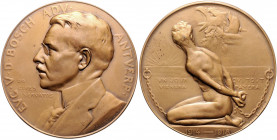 Die Entente - Allgemein - Belgien Bronzemedaille 1918 (v. Dupon) auf Eugene van den Bosch, Antwerpen, und den Sieg über Deutschland, i.Rd: FONSON & CI...