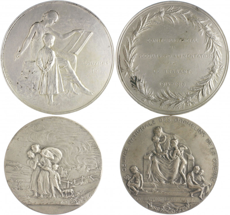 Die Entente - Allgemein - Belgien Lot o.J. von 2 Stücken: Versilberte Bronzemeda...