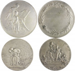 Die Entente - Allgemein - Belgien Lot o.J. von 2 Stücken: Versilberte Bronzemedaille 1919 (v. Devreese) auf die Zivilfürsorge, i.Rd: FONSON & CIE (70,...