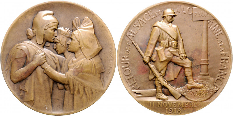 Die Entente - Allgemein - Frankreich Bronzemedaille 1918 (v. Roger-Bloche) auf d...