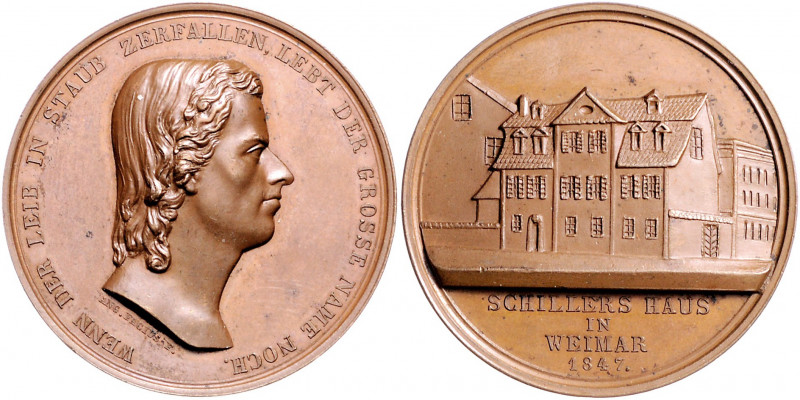 Münzen & Medaillen auf F. Schiller Bronzemedaille 1847 (v. A. Facius) auf den An...