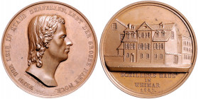Münzen & Medaillen auf F. Schiller Bronzemedaille 1847 (v. A. Facius) auf den Ankauf von Schillers Haus durch die Stadt Weimar Klein/Raff 48. Brett. 1...