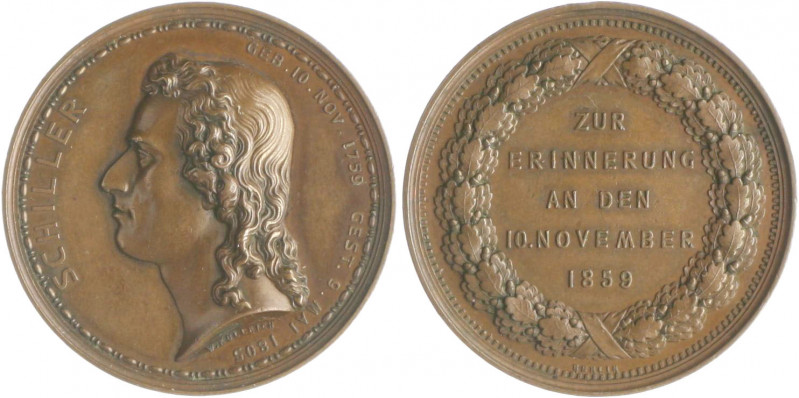 Münzen & Medaillen auf F. Schiller Bronzemedaille 1859 (v. Kullrich) auf seinen ...