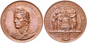 Münzen & Medaillen auf F. Schiller Bronzemedaille 1859 (v. Staudigel/Loos/Fischer/Schnitzspahn) auf seinen 100. Geburtstag Klein/Raff 92. Wurzbach 721...