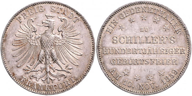 Münzen & Medaillen auf F. Schiller Gedenktaler 1859 der Stadt Frankfurt auf sein...