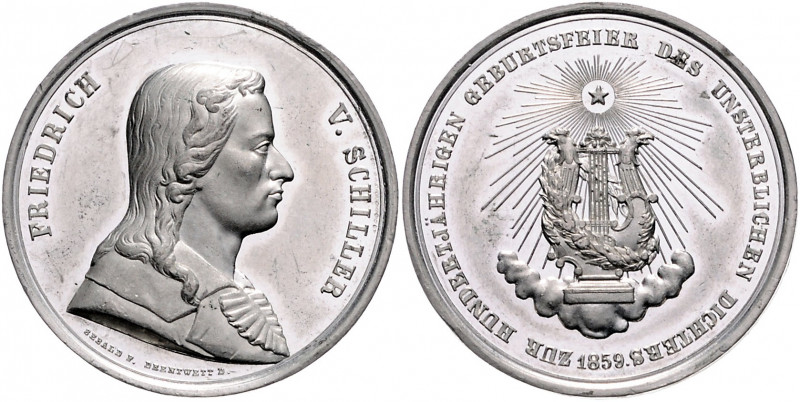 Münzen & Medaillen auf F. Schiller Lot o.J. von 2 Stücken: Bronze- und Zinnmedai...