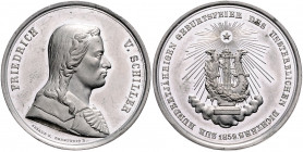 Münzen & Medaillen auf F. Schiller Lot o.J. von 2 Stücken: Bronze- und Zinnmedaille 1859 (v. Sebald/Drentwett) auf seinen 100. Geburtstag Klein/Raff 6...
