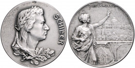 Münzen & Medaillen auf F. Schiller Lot o.J. von 2 Stücken (v. M.&W.) auf die Eröffnung des Schillermuseums in Marbach (1903): Silbermedaille o.J. i.Rd...
