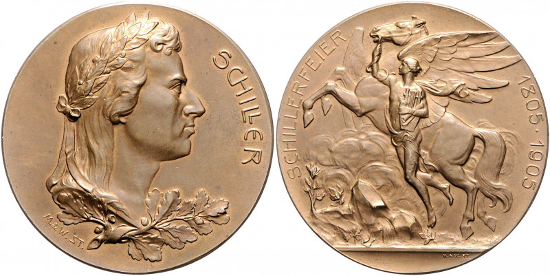 Münzen & Medaillen auf F. Schiller Bronzemedaille 1905 (v. M.&W.) auf seinen 100...