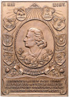 Münzen & Medaillen auf F. Schiller Bronzeplakette 1905 (geprägt bei Beyenbach, Wiesbaden) auf seinen 100. Todestag Klein/Raff 150. HZC 1358. 
50x70mm...
