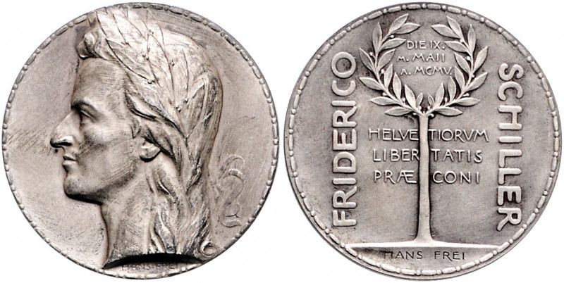 Münzen & Medaillen auf F. Schiller Silbermedaille 1905 (v. Hans Frei) auf seinen...