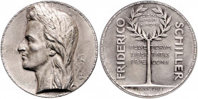 Münzen & Medaillen auf F. Schiller Silbermedaille 1905 (v. Hans Frei) auf seinen 100. Todestag Klein/Raff 161. Brett. 1125. 
29,4mm 11,3g vz