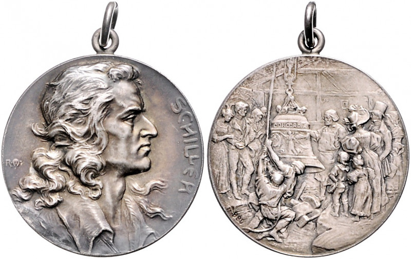 Münzen & Medaillen auf F. Schiller Silbermedaille o.J. (v. R. Mayer) auf seinen ...