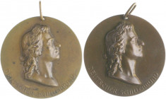 Münzen & Medaillen auf F. Schiller Lot o.J. von 2 x einseitiges Bronzeklischee o.J. (v. Scharff) des Deutschen Schillerbundes 
je 39,5mm 4,5g mit Ori...