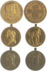 Münzen & Medaillen auf F. Schiller Lot o.J. von 3 Stücken auf seinen 100. Todestag: Bronzemedaille 1905 (v. M.&W., K/R 117.1, 28,5mm 9,9g) und 2x Bron...
