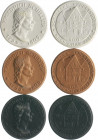 Münzen & Medaillen auf F. Schiller Medaillen-Serie 1923 für die Stadt Marbach von 3 Majolika-Medaillen in weiß (43,0mm 12,1g), braun (40,3mm 12,7g) un...