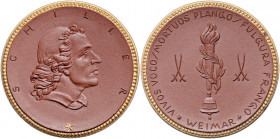 Münzen & Medaillen auf F. Schiller Lot o.J. von 2 Stücken: Braun/Schwarze Porzellanmedaille aus dem Set K/R 577 Scheuch 572 (41,0mm 14,4g) und Medaill...
