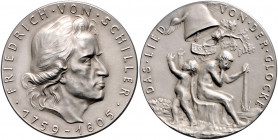 Münzen & Medaillen auf F. Schiller Silbermedaille 1934 mattiert (v. Goetz) auf seinen 175. Geburtstag, i.Rd: BAYER. HAUPTMÜNZAMT SILBER 900 f Klein/Ra...