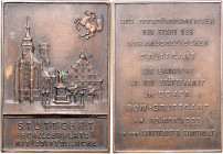 Münzen & Medaillen auf F. Schiller Bronzeplakette o.J. (v. M.&W.) zur Erinnerung an den Städtekampf im Boxen Rom-Stuttgart, mit Ansicht des Schillerpl...