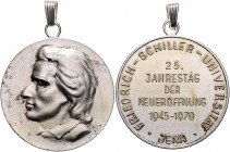 Münzen & Medaillen auf F. Schiller Lot o.J. von 2 Stücken: Versilberte Bronzemedaille 1970 (v. Weiss) auf den 25. Jahrestag der Neueröffnung der Unive...