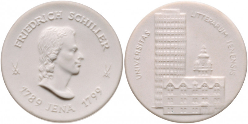 Münzen & Medaillen auf F. Schiller Porzellanmedaille o.J. (1972) weiß auf die Fe...