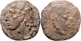 Münzen & Medaillen auf F. Schiller Bronzegussmedaille 1980 (v. Fritz Nuss) auf seinen 175. Todestag Klein/Raff 249. 
ca. 110mm 680g vz