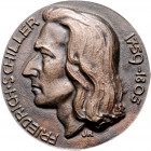 Münzen & Medaillen auf F. Schiller Eins. Bronzehohlguss o.J. (v. Josef Reményi) auf seinen 175. Todestag Klein/Raff 250.1. 
75,8mm 96,7g vz