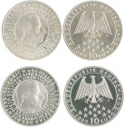 Münzen & Medaillen auf F. Schiller Lot o.J. von 2 x. 10 Euro 2005 G auf seinen 200. Todestag J. 513. Klein/Raff 18. 
 PP und st
