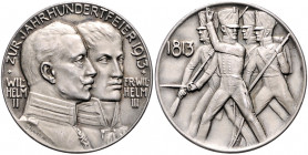 - Befreiungskriege 1813-1815 Silbermedaille 1913 (v. Lauer) auf die 100-Jahrfeier der Völkerschlacht 
33,4mm 17,4g vz-st