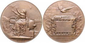 - Luftfahrt Bronzemedaille 1871 (v. Degeorge) auf die Belagerung von Paris, i.Rd: Füllhorn BRONZE Button 13. Malpas 94. 
62,5mm 111,8g vz